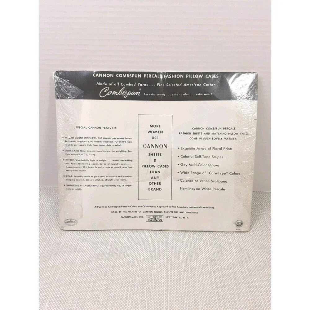 Vintage Cannon Combspun Percale Pillowcases Striped Standard 42x38.5 Before Hem